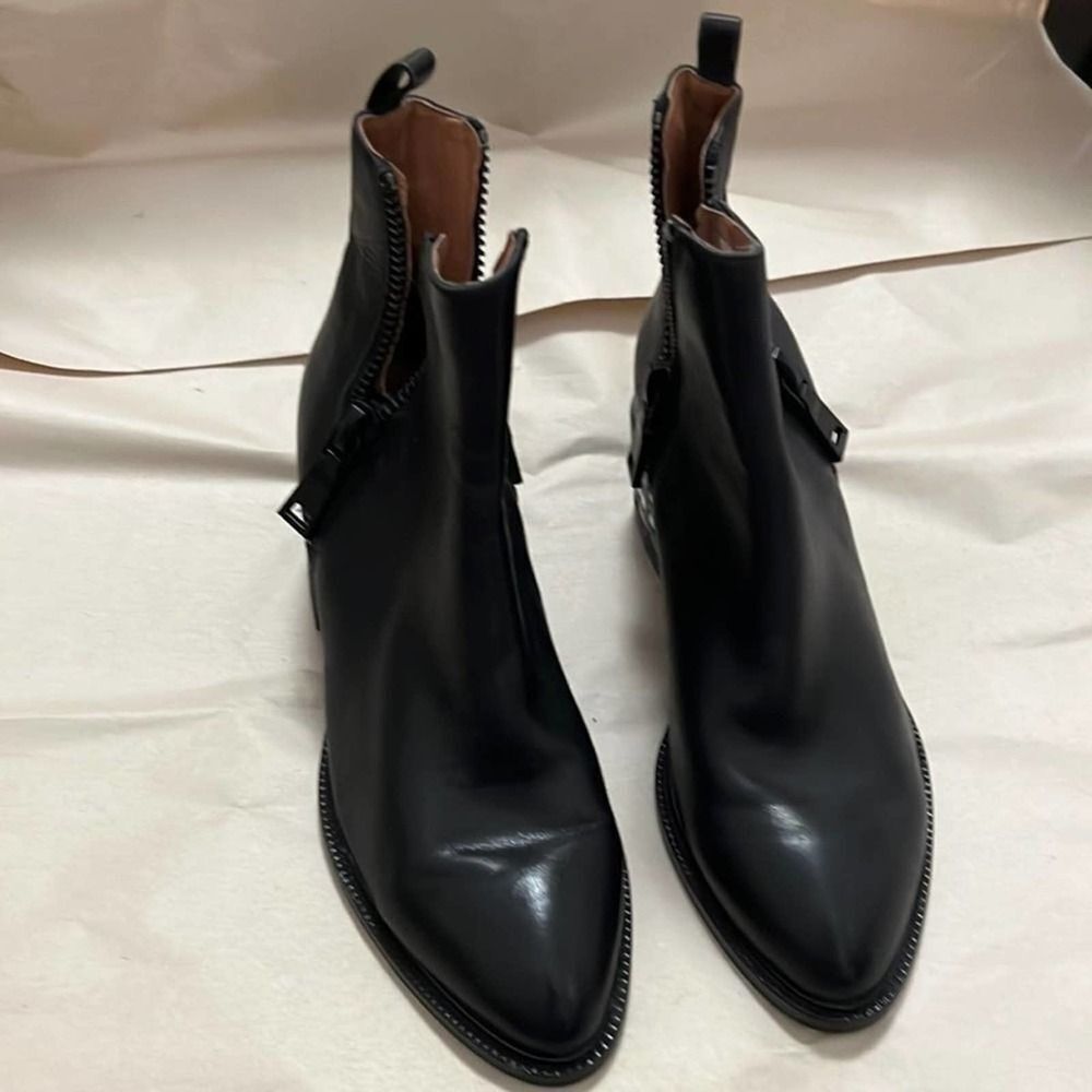 JEFFREY CAMPBELL BOONE BLACK‎ LEATHER BOOTIE SIZE 6